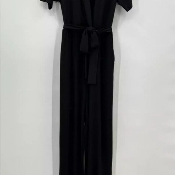 Quince French Terry Modal Maternity & Nursing Wrap Jumpsuit Black sz S NWOT - Picture 3 of 4